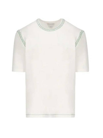 Overlock Parakeet Stitch Cotton Short Sleeve T-Shirt White - BOTTEGA VENETA - BALAAN 1