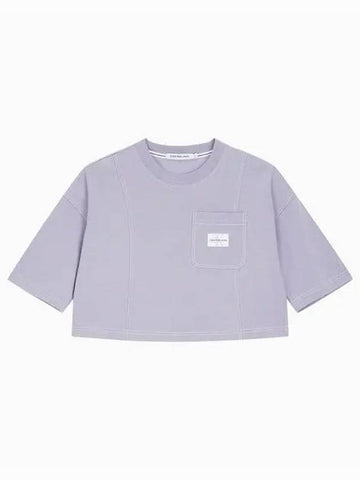 Jeans Overfit Crop Short Sleeve T-Shirt Lavender - CALVIN KLEIN - BALAAN 1