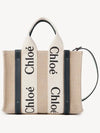 Woody Small Canvas Tote Bag Navy Beige - CHLOE - BALAAN 3