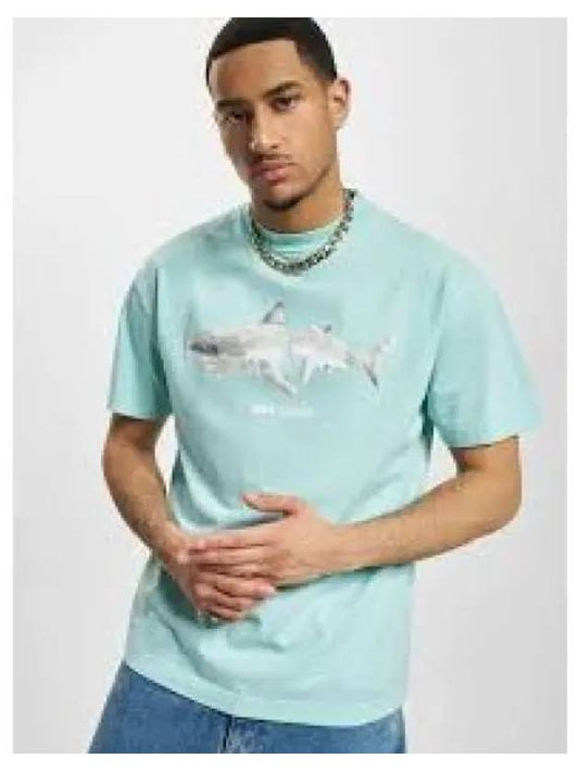 Shark Classic Short Sleeve T-Shirt Light Blue - PALM ANGELS - BALAAN 2