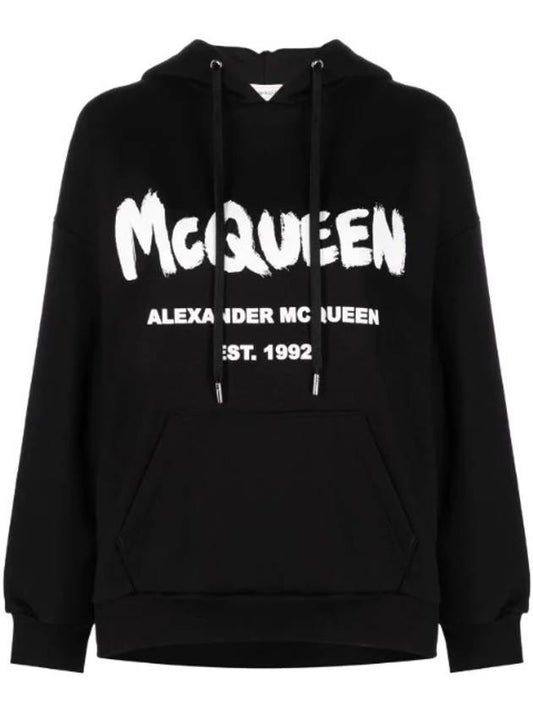 Women's Logo Print Hooded Top Black - ALEXANDER MCQUEEN - BALAAN 1