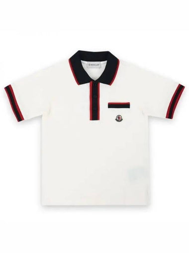 Kids Logo Patch PK Short Sleeve White Navy 8A00003 8496W 034 8 10A 271930 1053848 - MONCLER - BALAAN 1