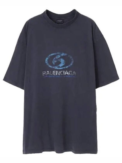 Surfer Medium Fit Short Sleeve T-Shirt Navy - BALENCIAGA - BALAAN 2