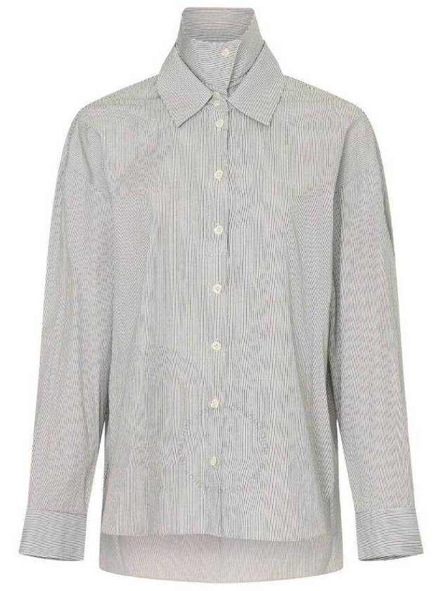 Tibi Double Collar Micro Stripe Cotton Shirt, Size XX-Small - TIBI - BALAAN 1