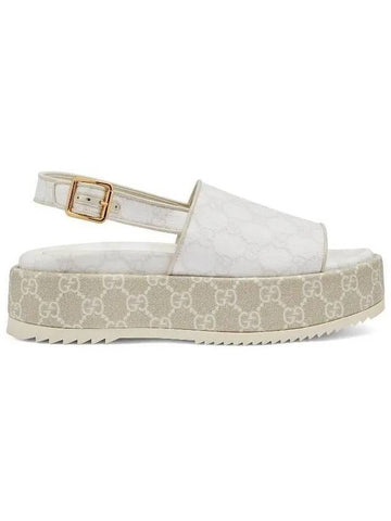 GG Platform Supreme Canvas Sandals White - GUCCI - BALAAN 1