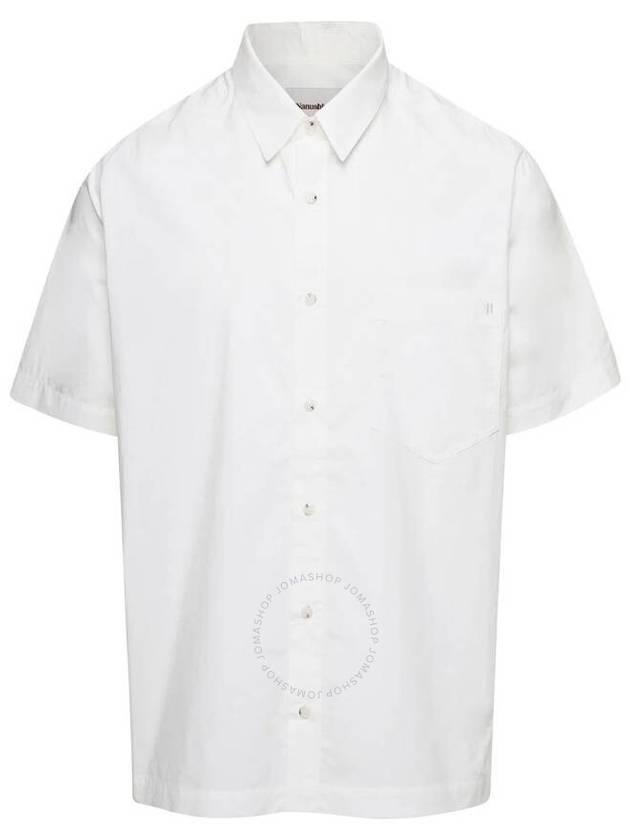 Nanushka White Adam Short-Sleeve Cotton Shirt, Size Small - NANUSHKA - BALAAN 1