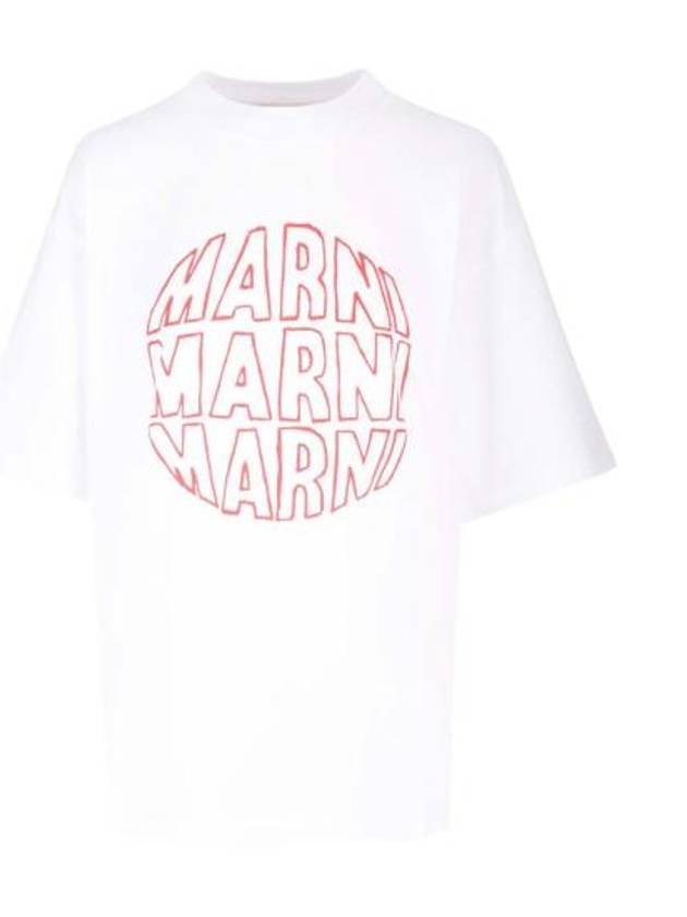 Logo Print Cotton Short Sleeve T-Shirt White - MARNI - BALAAN 1