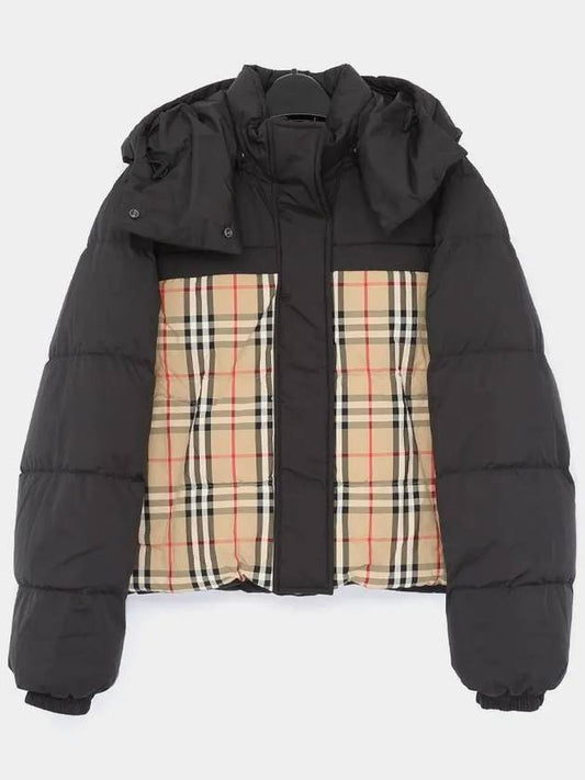 Women's Vintage Check Crop Reversible Padding Black Archive Beige - BURBERRY - BALAAN 2