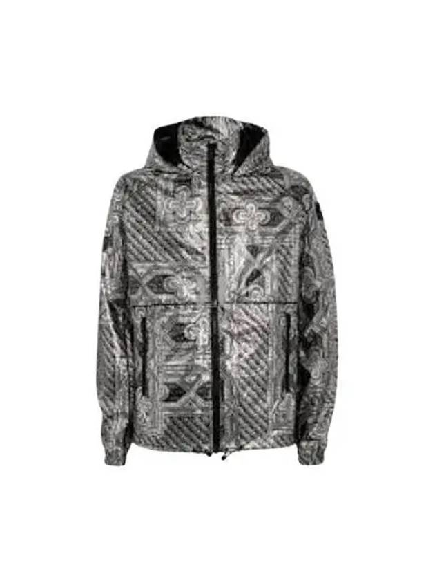 Metallic Effect Print Windbreaker Silver - MOOSE KNUCKLES - BALAAN 2