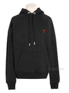 Heart Logo Cotton Hoodie Black - AMI - BALAAN 2