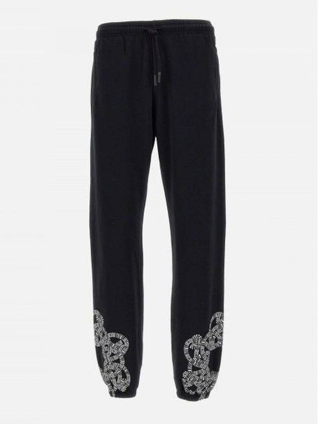 Logo Print Drawstring Sweat Track Pants Black - MARCELO BURLON - BALAAN 2