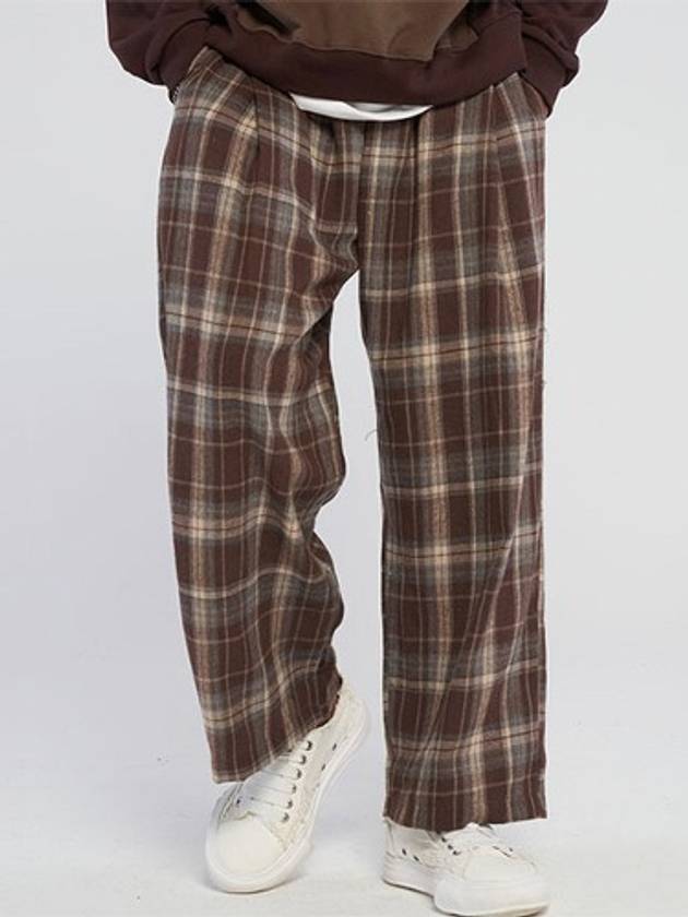 Retro checkered wide pants Brown - TENER - BALAAN 1