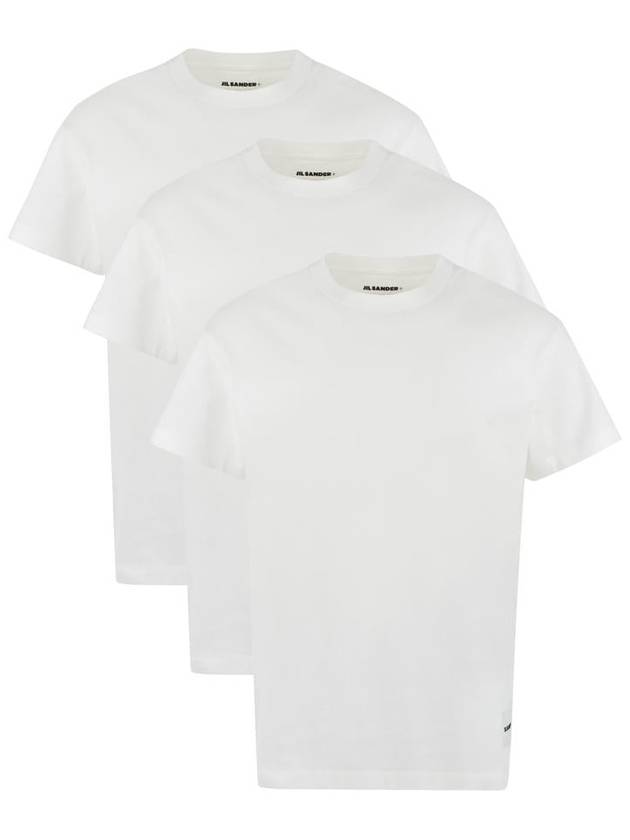 Logo Patch Cotton Short Sleeve T-Shirt 3 Pack White - JIL SANDER - BALAAN 5