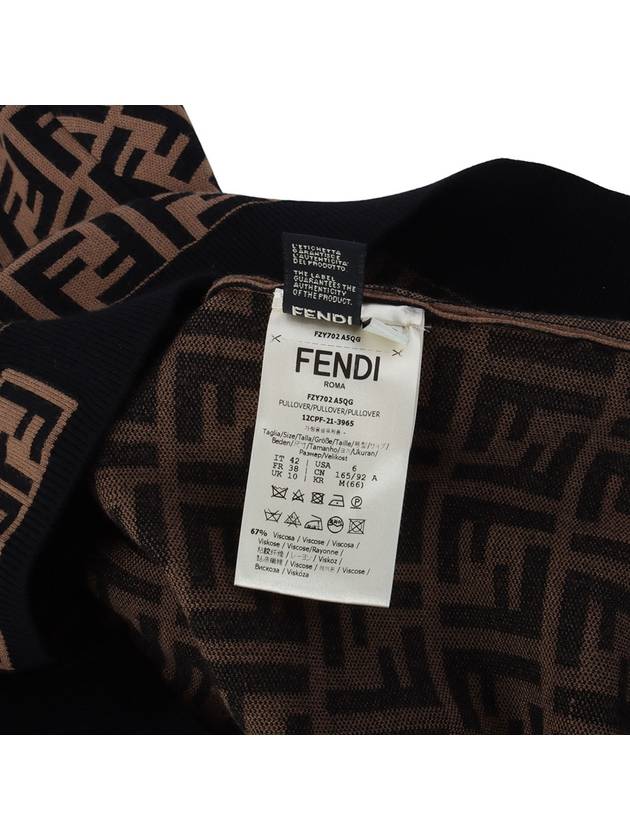 FZY702 FF logo all over fabric short sleeved knit sweater size 42 34127Y 6 - FENDI - BALAAN 6