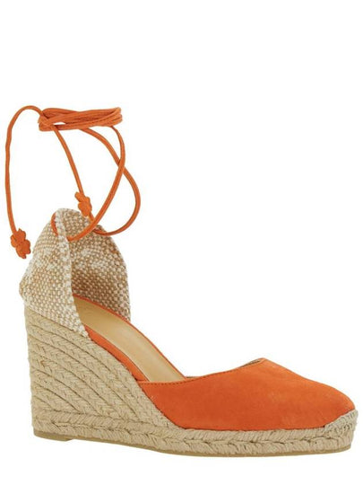 'Carina' Orange And Beige Espadrilles With Wedge And Closed Toe In Canvas And Suede Women - CASTANER - BALAAN 2