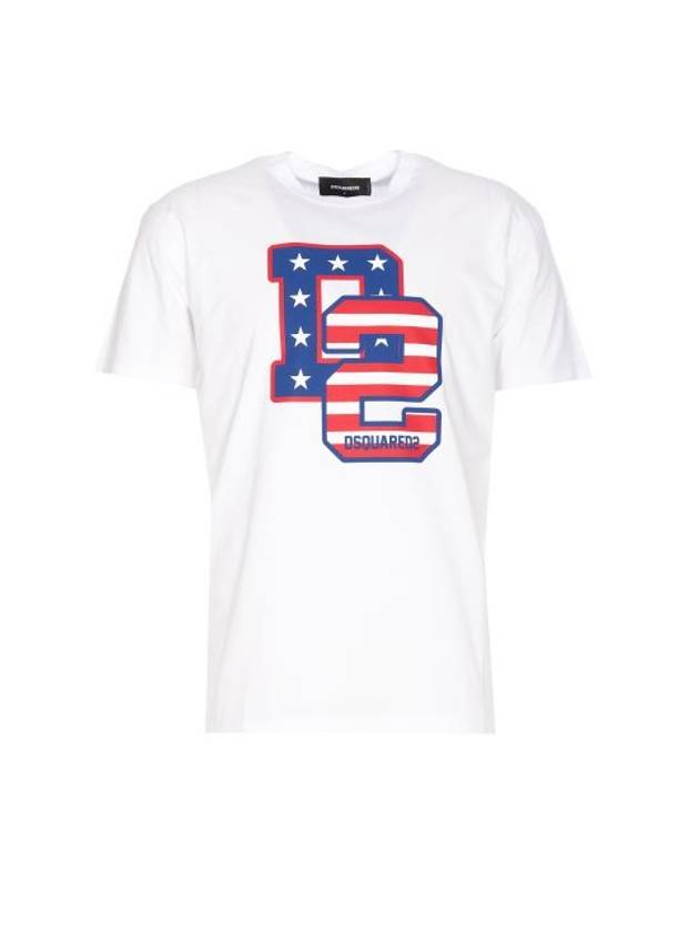 Logo Print Short Sleeve T Shirt White - DSQUARED2 - BALAAN 1