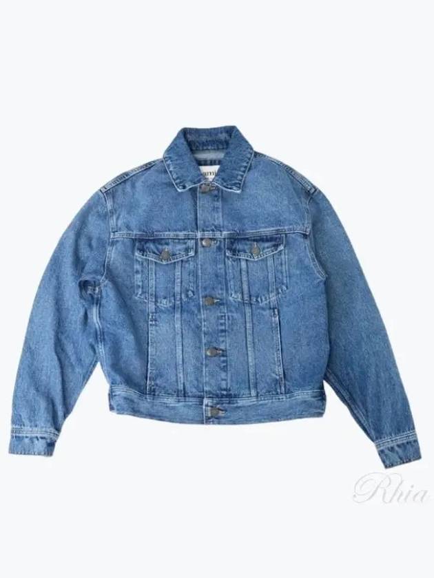 Boxy Fit Mid Washed Denim Jacket Vintage Blue - AMI - BALAAN 2