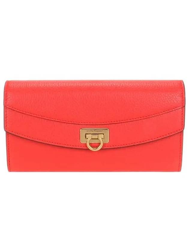 Gancini Continental Flap Long Wallet Red - SALVATORE FERRAGAMO - BALAAN 2