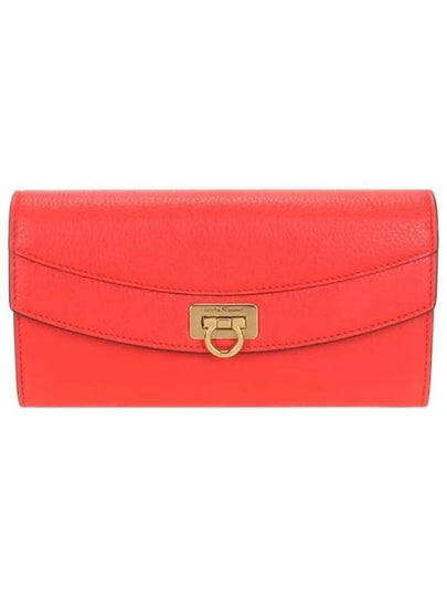 Gancini Continental Flap Long Wallet Red - SALVATORE FERRAGAMO - BALAAN 2