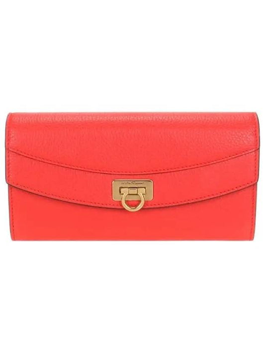 Gancini Continental Flap Long Wallet Red - SALVATORE FERRAGAMO - BALAAN 2