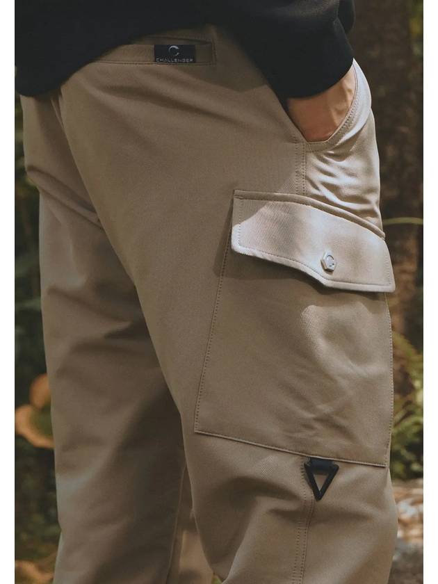 Men s poly stretch weakly brushed cargo jogger pants light beige - CHALLENGER - BALAAN 4