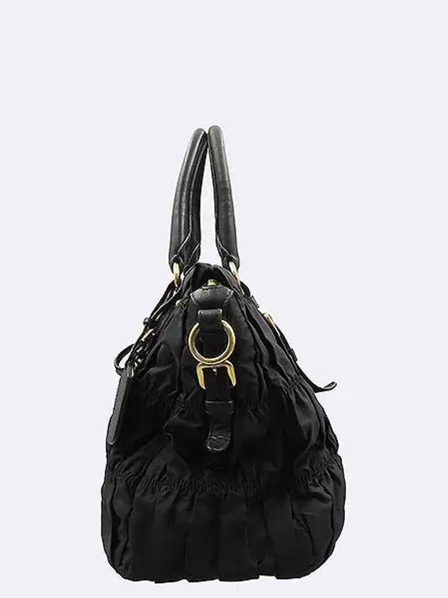 B1336M Black Nylon Gold Logo Goffre Tote Bag Shoulder Strap 2WAY - PRADA - BALAAN 3