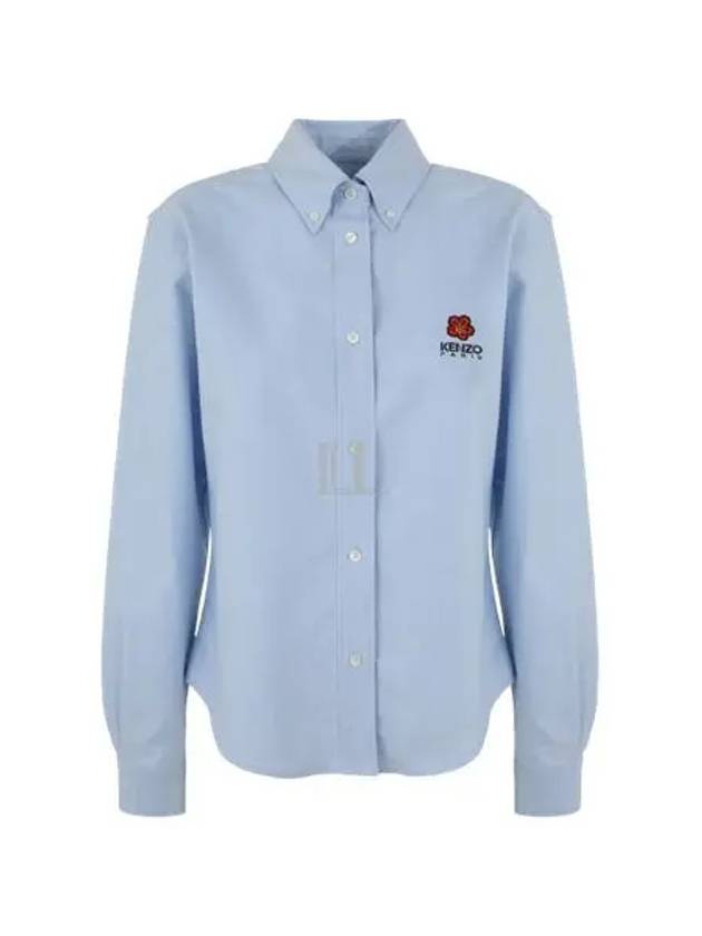 Women's Balk Flower Crest Slim Cotton Long Sleeve Shirt Light Blue - KENZO - BALAAN 2