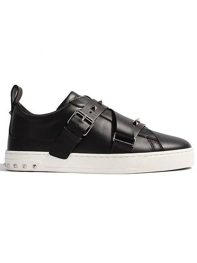 V Punk Belted Low Top Sneakers Black - VALENTINO - BALAAN 2