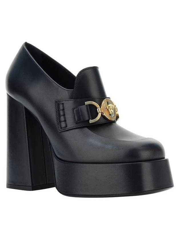 Medusa Chain Platform Leather Loafer Pumps Black - VERSACE - BALAAN 3