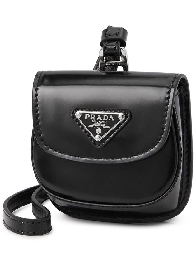 Triangle Logo Brush Leather Apod Case Black - PRADA - BALAAN 5