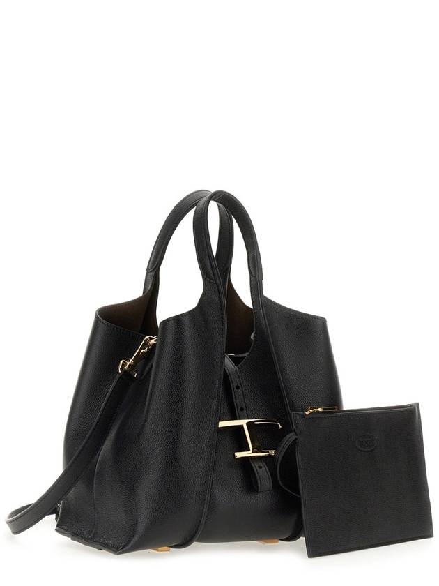 T Timeless Leather Shopping Mini Tote Bag Black - TOD'S - BALAAN 4