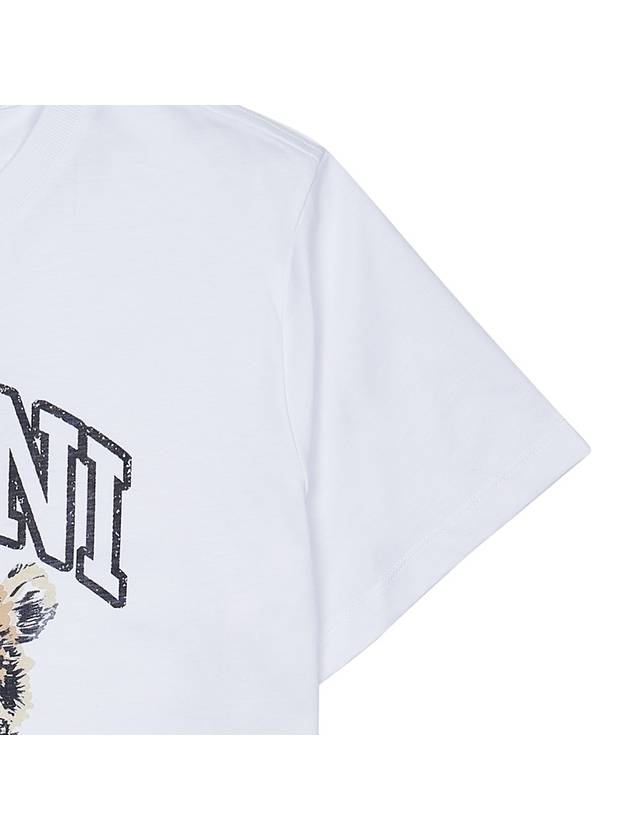 Logo Print Crew Neck Short Sleeve T Shirt White - GANNI - BALAAN 7