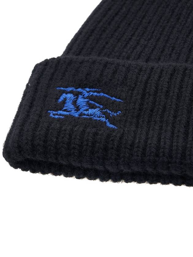 Embroidered Ribbed Cashmere Beanie Black - BURBERRY - BALAAN 7