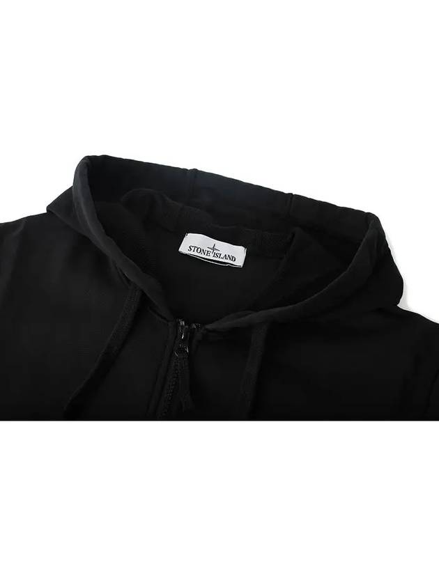 Cotton Fleece Garment Dyed Zip Up Hoodie Black - STONE ISLAND - BALAAN 4