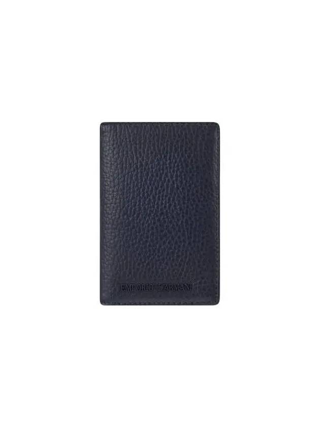 Men s Grainy Leather Credit Card Holder Navy - EMPORIO ARMANI - BALAAN 1