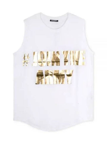 Women s Gold Print White Tank Top 8978 568I C0001 1156750 - BALMAIN - BALAAN 1