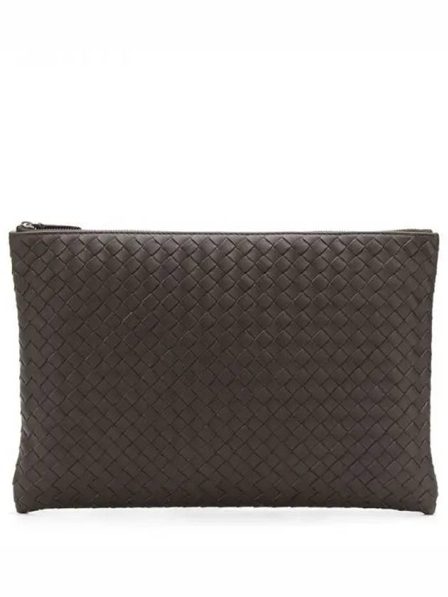 Intrecciato Document Leather Clutch Bag Dark Brown - BOTTEGA VENETA - BALAAN 2