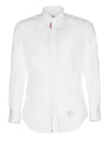 Men's Grosgrain Placket Solid Poplin Long Sleeve Shirt White - THOM BROWNE - BALAAN 2