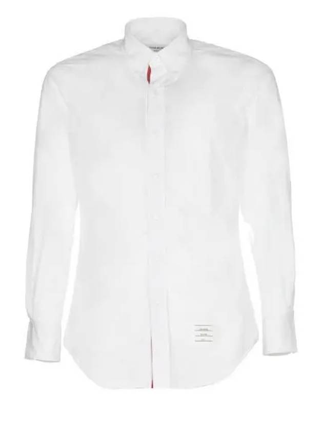 Men's Grosgrain Placket Solid Poplin Long Sleeve Shirt White - THOM BROWNE - BALAAN 2