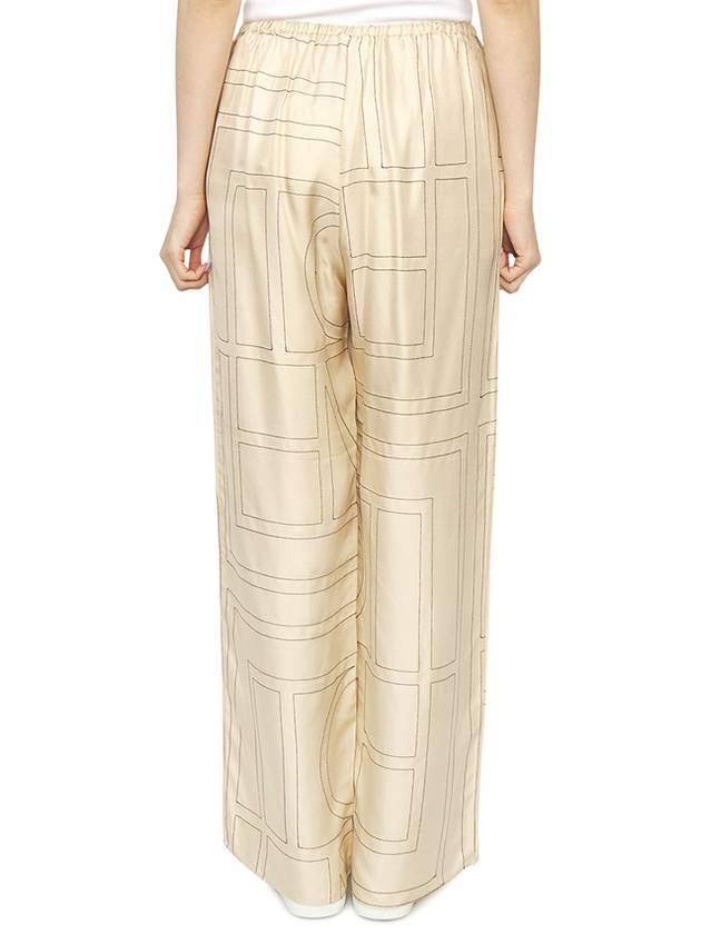 Silk Monogram Print Pyjamas Straight Pants Ivory - TOTEME - BALAAN 6