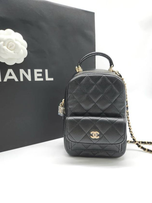 Classic Gold CC Logo Chain Caviar Mini Backpack Black - CHANEL - BALAAN 2