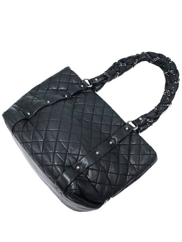 Chanel Black Lambskin Silver Chain Diamond Quilted Tote Bag 11th - CHANEL - BALAAN 7