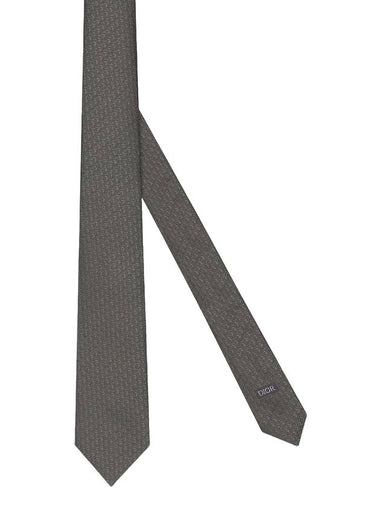 Oblique silk tie deep khaki - DIOR - BALAAN 1