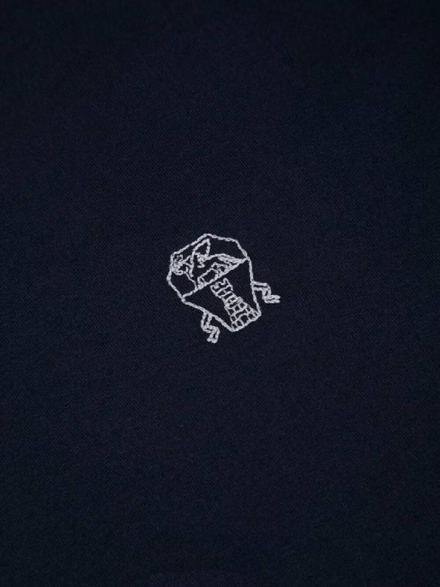 Embroidery Logo Long Sleeve Polo Shirt Navy - BRUNELLO CUCINELLI - BALAAN 7