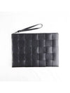 Intrecciato Weaving Strap Clutch Bag Black - BOTTEGA VENETA - BALAAN 6