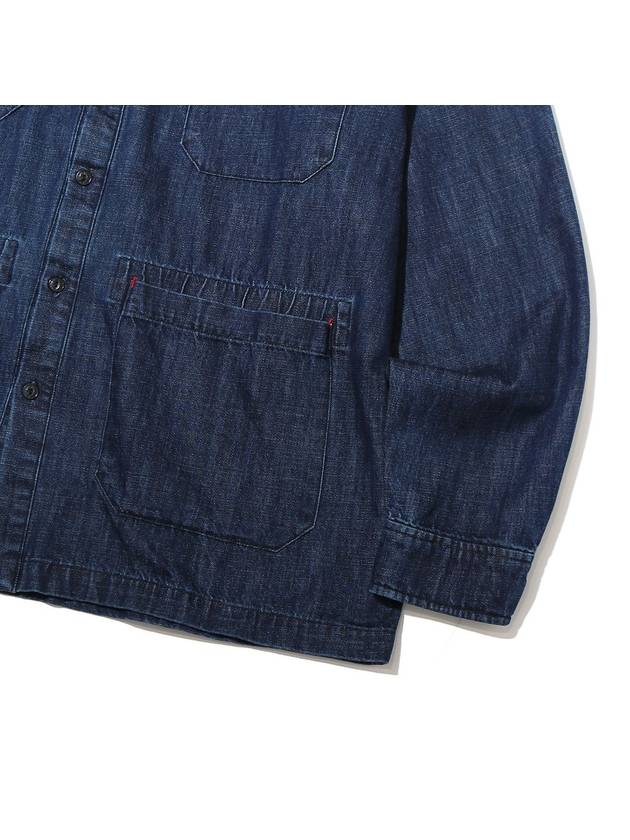 Point Denim Detail Long Sleeve Shirt Jacket Blue - OGARP - BALAAN 5