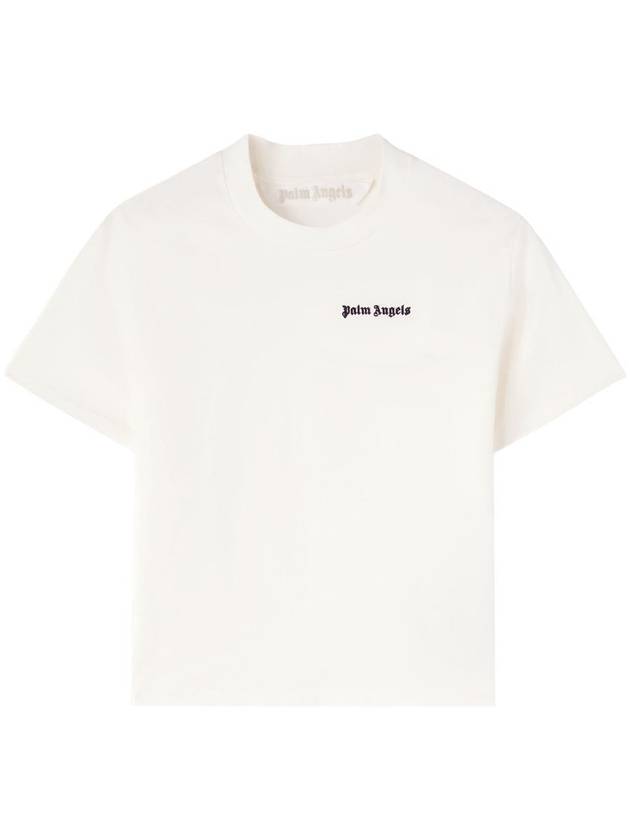 logo embroidered cotton T shirt PWAA044S24JER0010310 - PALM ANGELS - BALAAN 2