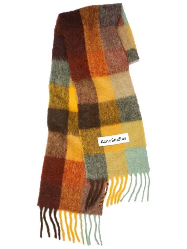 Check Mohair Muffler Chestnut Brown Yellow Green - ACNE STUDIOS - BALAAN 2