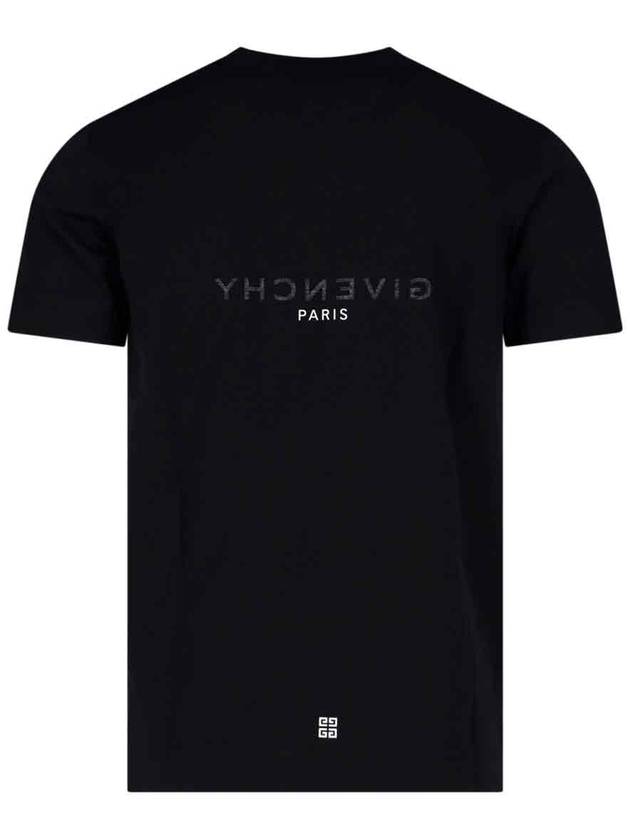 Men's Reverse Logo Round Slim Short Sleeve T-Shirt Black - GIVENCHY - BALAAN 3