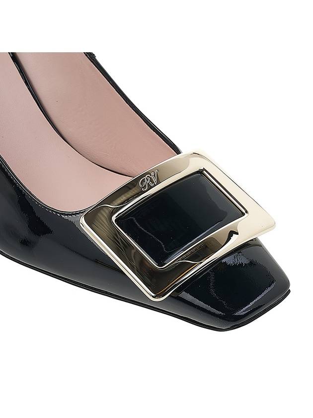 Metal Buckle Patent Leather Pumps Heel Black - ROGER VIVIER - BALAAN 10